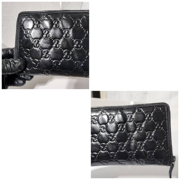 Authentic Gucci Guccissima Zip Around Long Wallet Black - Picture 6 of 13
